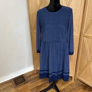 Navy Blue Dress with Sheer Long Sleeves